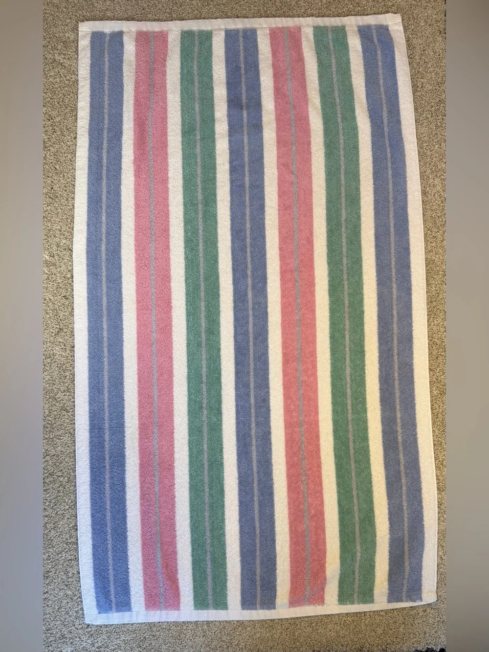 Vintage Striped Terry Bath Towels Set 2 Cannon Multicolor Blue Pink Green